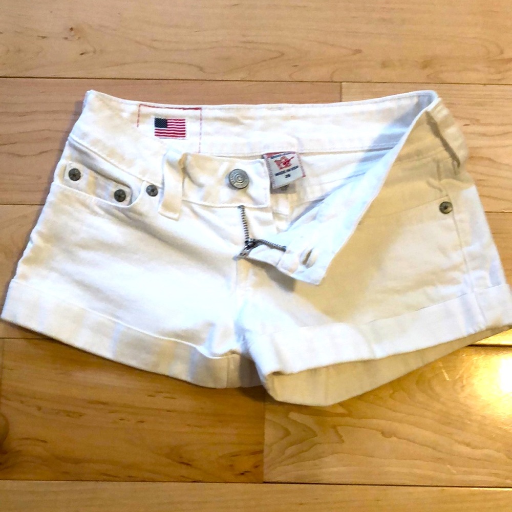 True religion white jean short 26